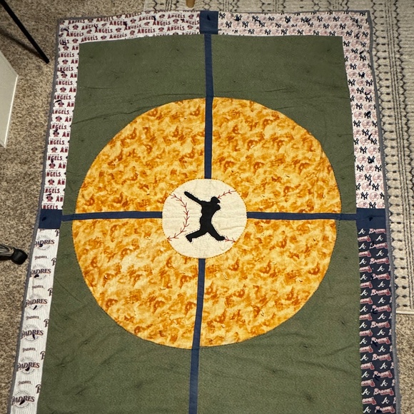 Vintage Soft Handmade Double Sided Boys Baseball Themed Quilt/Blanket - Picture 13 of 13